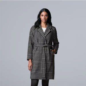 NWT Women's Simply Vera Vera Wang Belted Long Coat